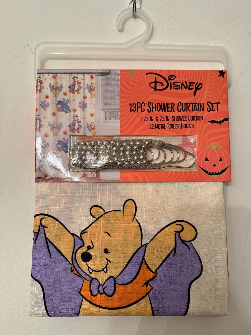 Disney Winnie the Pooh Halloween Shower Curtain Set - Purple & Orange